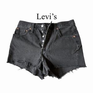 Levi's Black Denim Frayed Shorts